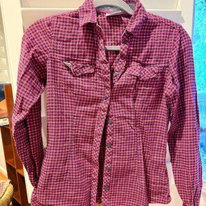 Columbia Pink & Black Gingham Flannel Shirt - Long Sleeve Plaid